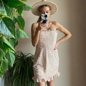 Cotton Candy LA Dainty Floral Strapless Mini Dress